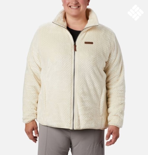 Women's Columbia Fireside II Plush Full Zip Fleece Jackets Cream | Plus Size CA-K605L